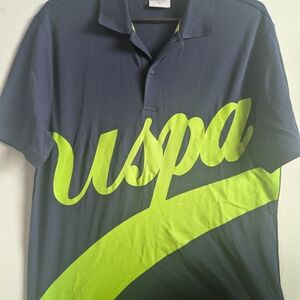 U.S. Polo Assn. Men's Polo Shirt in Dark Blue and Bright Green
